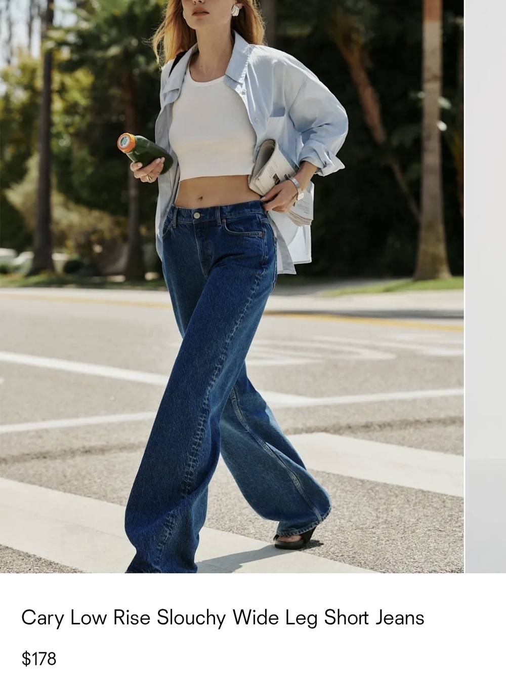 Reformation Cary Low Rise Wide Leg Jeans, Size 25 SHORT INSEAM